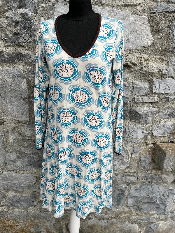 Blue geometric flowers dress uk 12