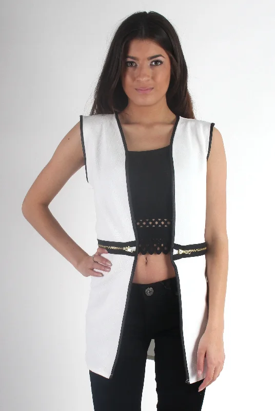 Leia White Zip Waistcoat