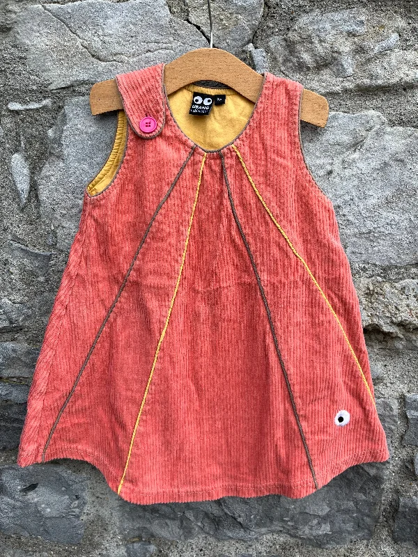 Orange thick cord pinafore  2-3y (92-98cm)