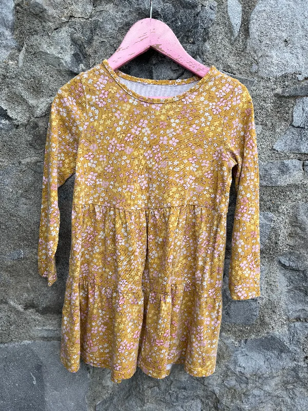 Mustard floral dress   9-10y (134-140cm)