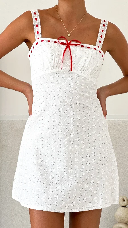 Romy Mini Dress - White/Red