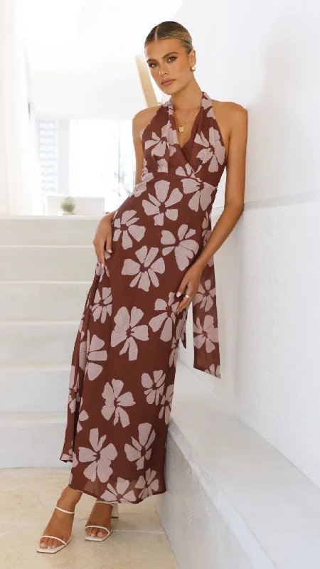 Vallissa Maxi Dress - Brown Floral