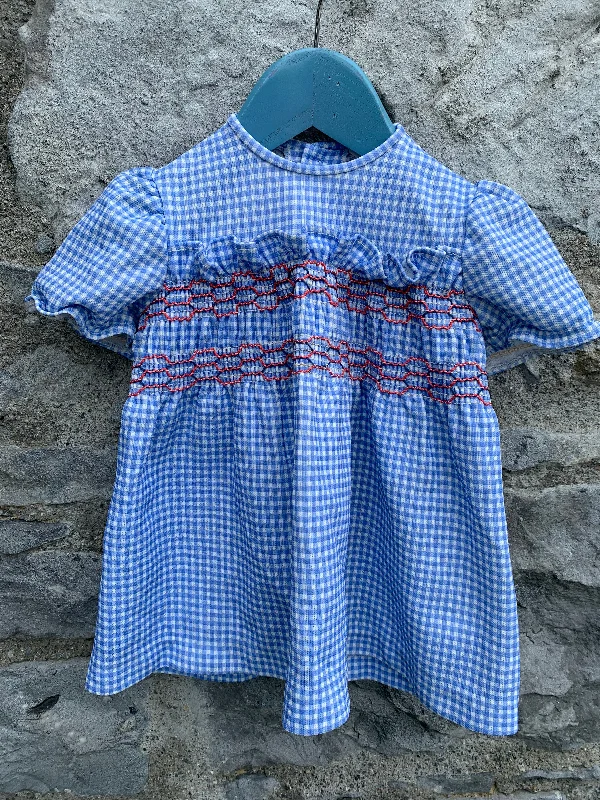 Blue gingham dress  12-18m (80-86cm)