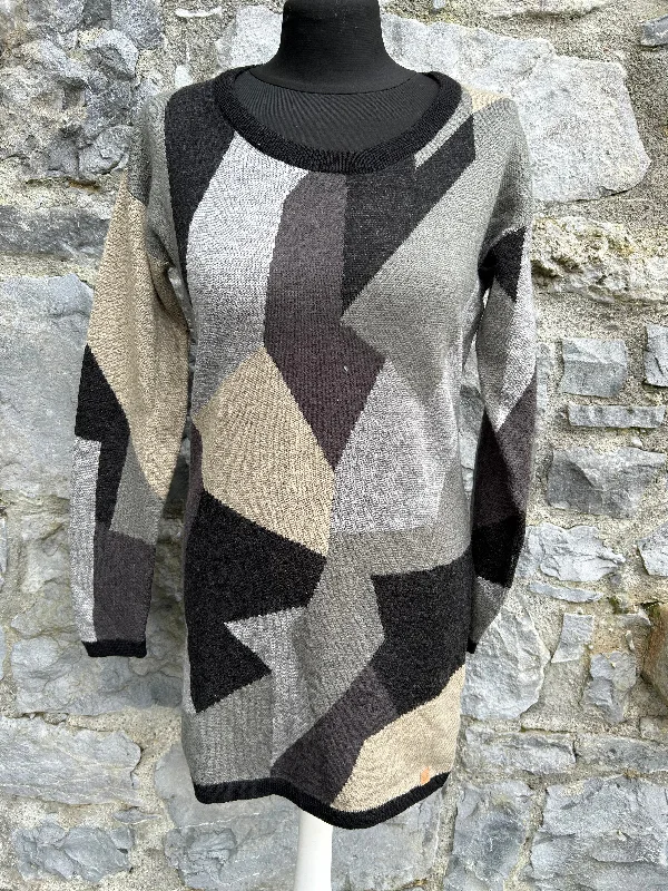 Grey geometric knitted tunic uk 8