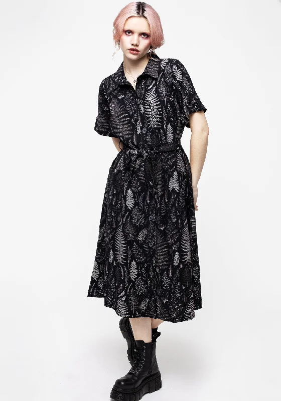 Maidenhair Midi Short Sleeve Shirt Dress