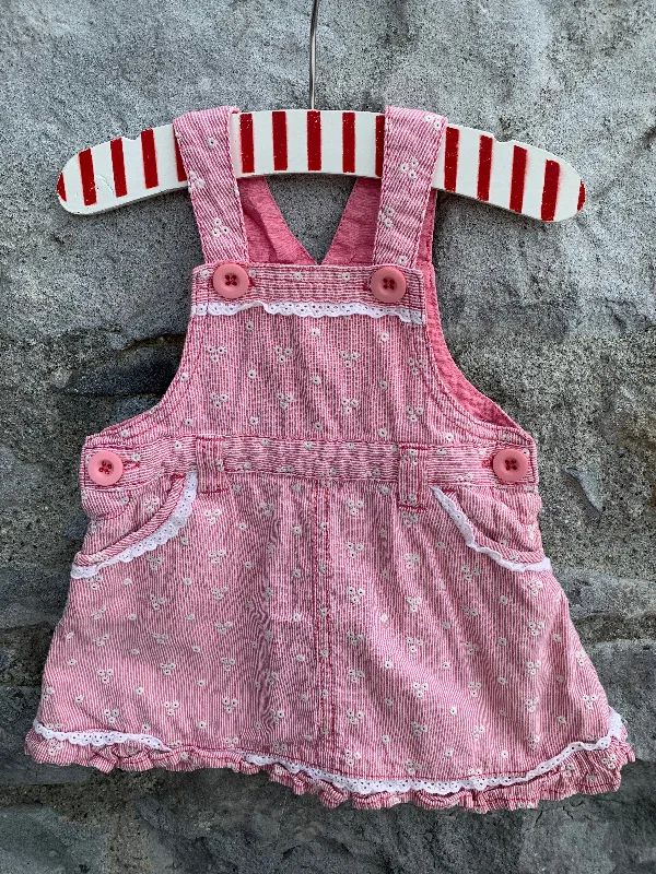 Stripy pink pinafore    3-6m (62-68cm)