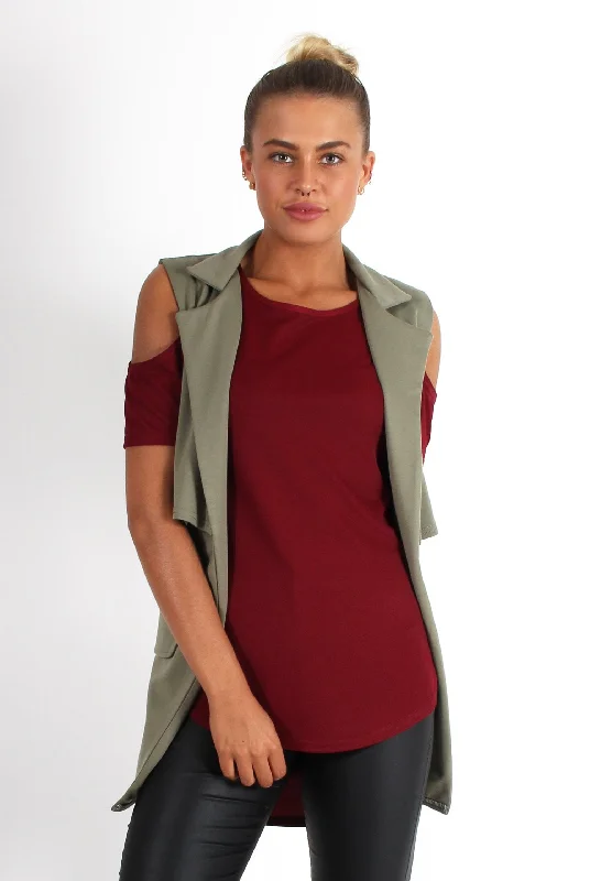 Lacie Khaki Sleeveless Jacket